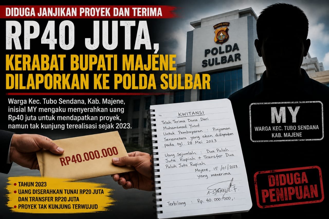 Dugaan Suap dan Janji Proyek, Kerabat Bupati Majene Dipolisikan